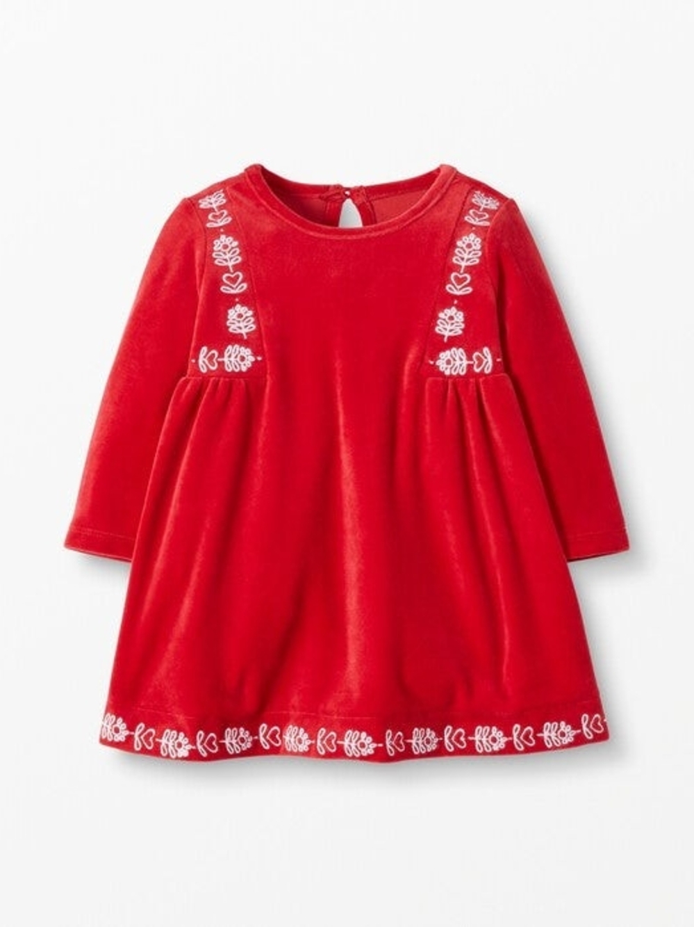 Hanna Andersson Red Velvet Floral Trim Dress